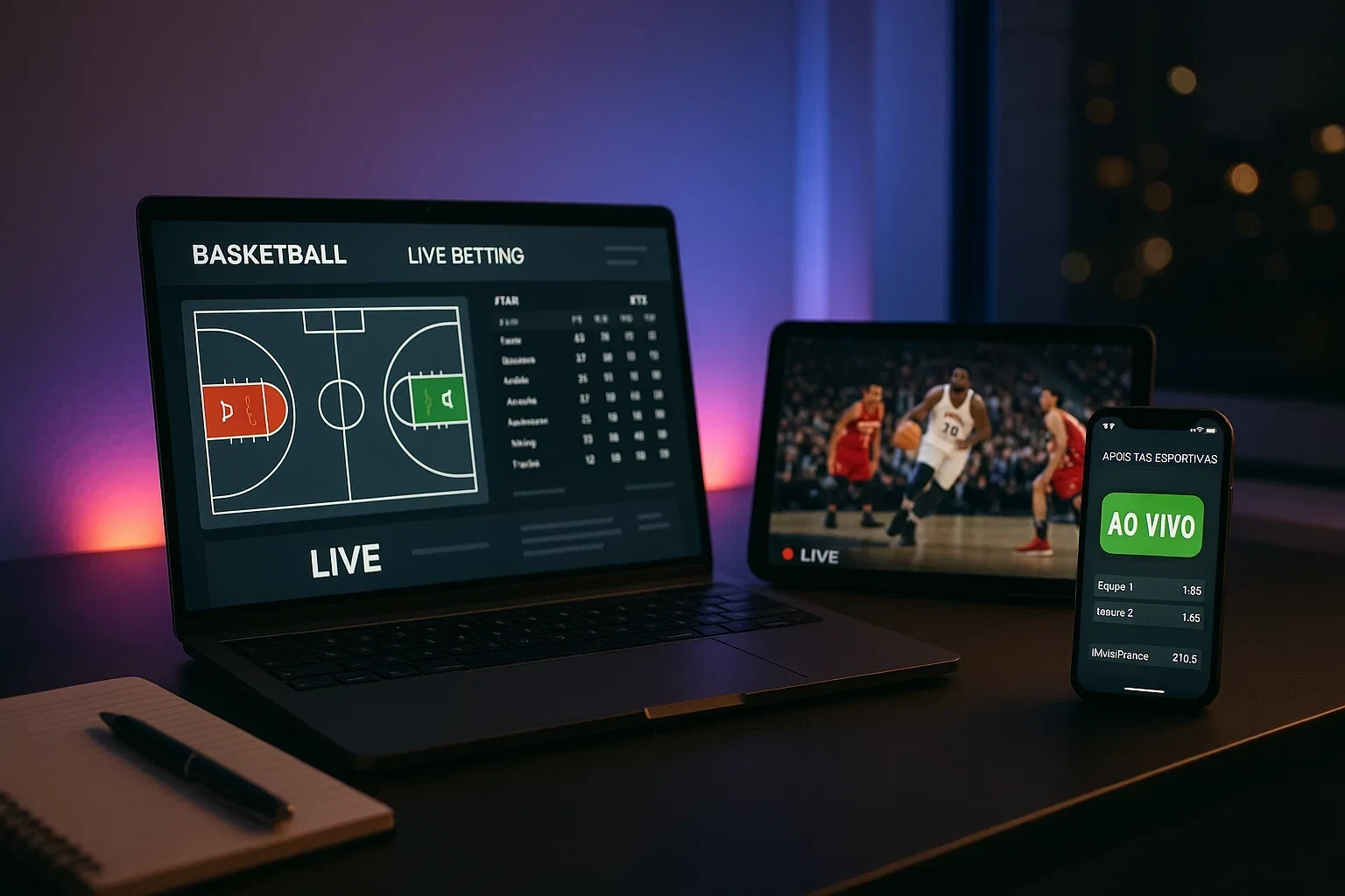 Ferramentas e streaming para apostas NBA ao vivo
